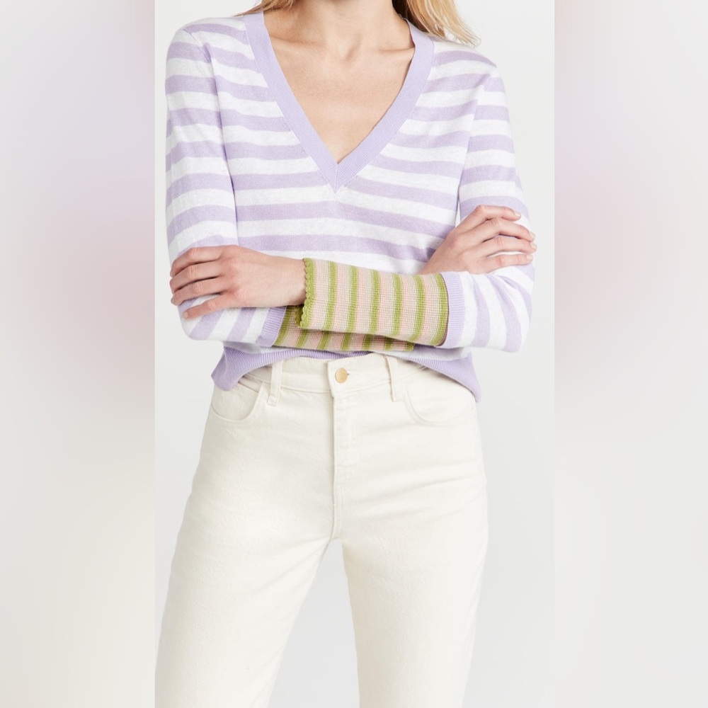 NWT Veronica Beard Florrie Striped Linen Blend Pullover Sweater